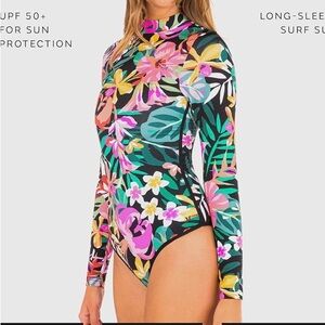 Hurley (XL) Bloom Wash Cheeky Surfsuit Standard OAO Long Sleeve Retro